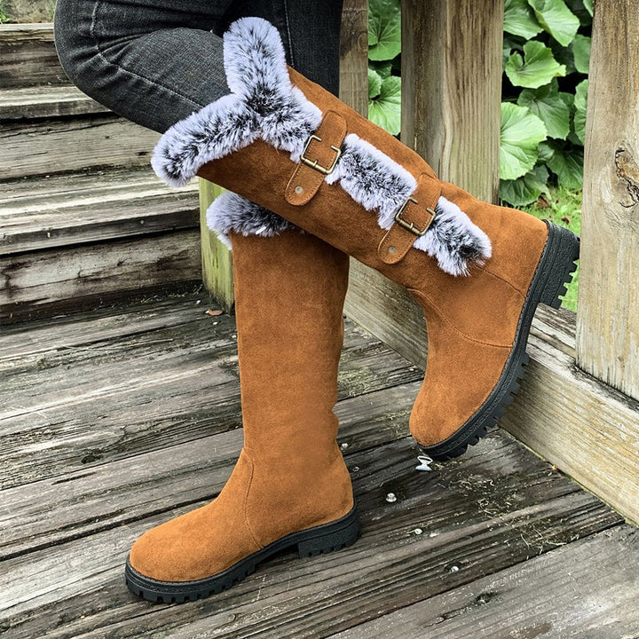 Damen Dicke Plüsch Mid-Calf Schneestiefel
