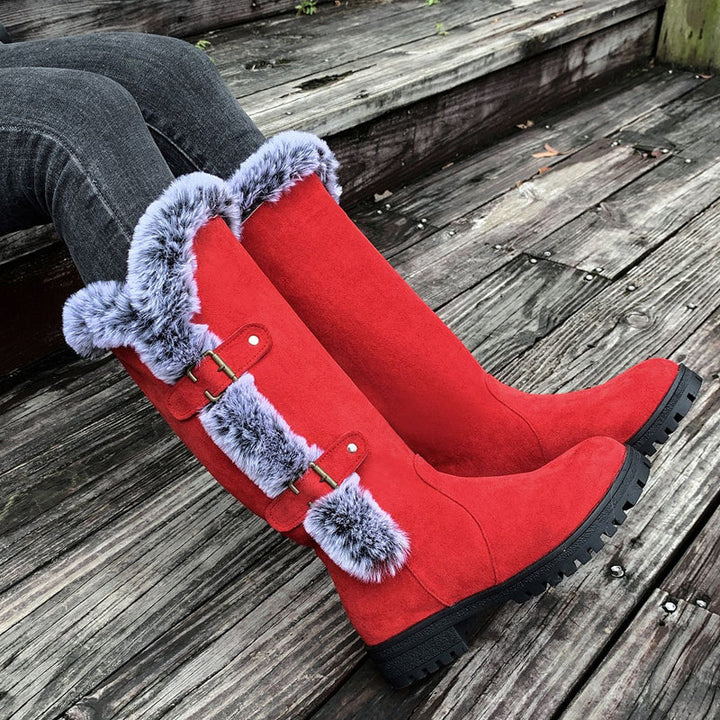 Damen Dicke Plüsch Mid-Calf Schneestiefel