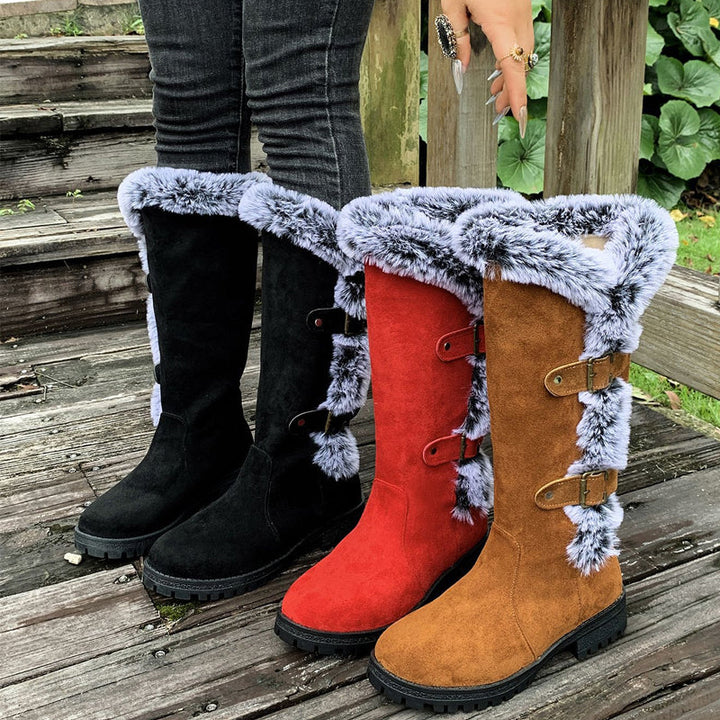 Damen Dicke Plüsch Mid-Calf Schneestiefel