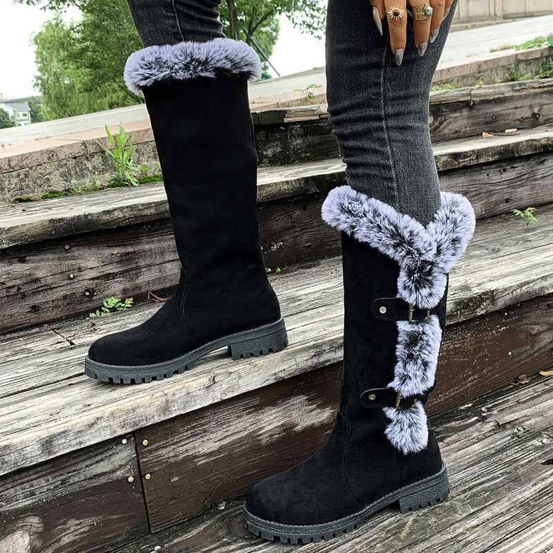 Damen Dicke Plüsch Mid-Calf Schneestiefel