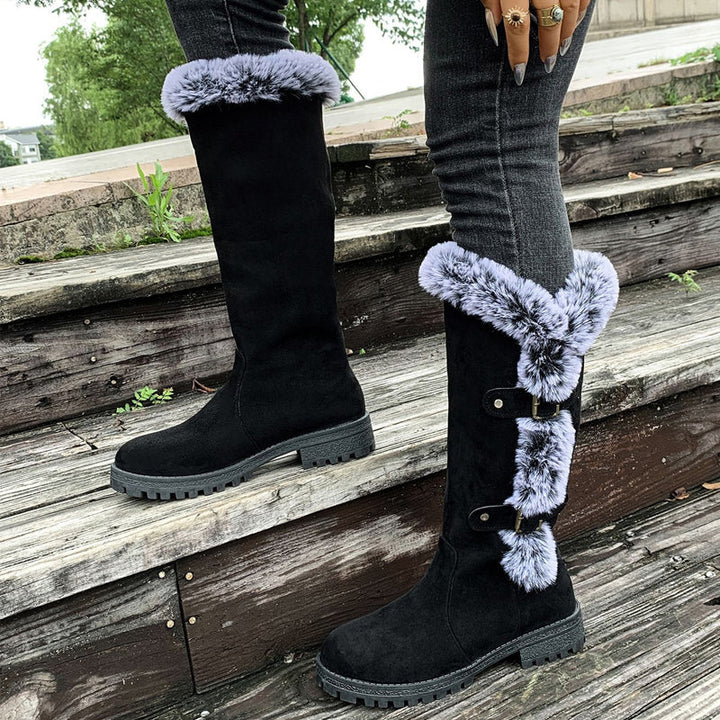 Damen Dicke Plüsch Mid-Calf Schneestiefel