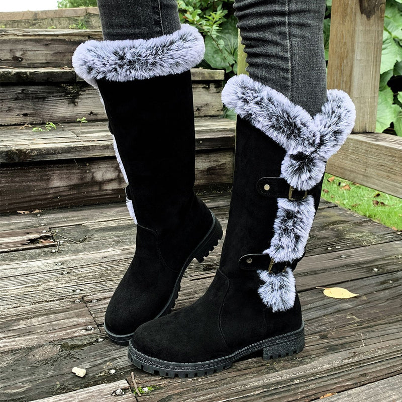 Damen Dicke Plüsch Mid-Calf Schneestiefel