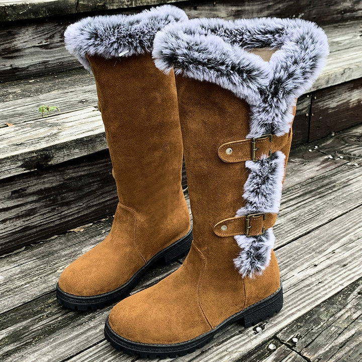 Damen Dicke Plüsch Mid-Calf Schneestiefel