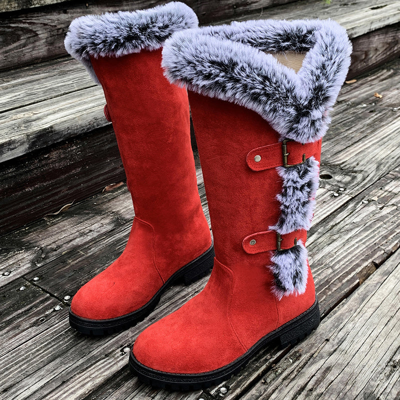 Damen Dicke Plüsch Mid-Calf Schneestiefel