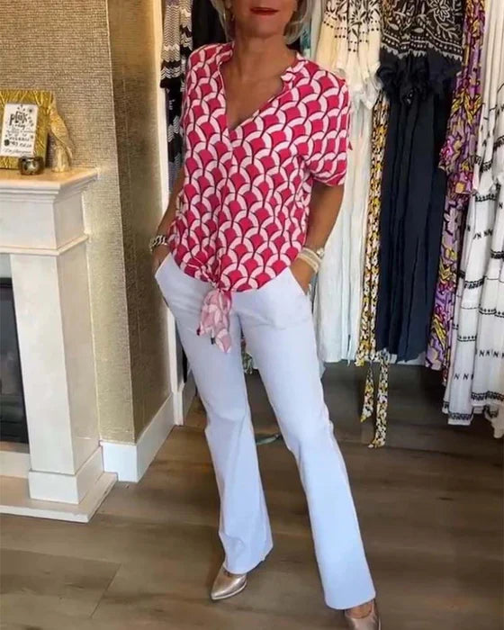 Bella™ - Lässiges Top mit Print und V-Ausschnitt