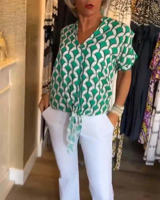 Bella™ - Lässiges Top mit Print und V-Ausschnitt