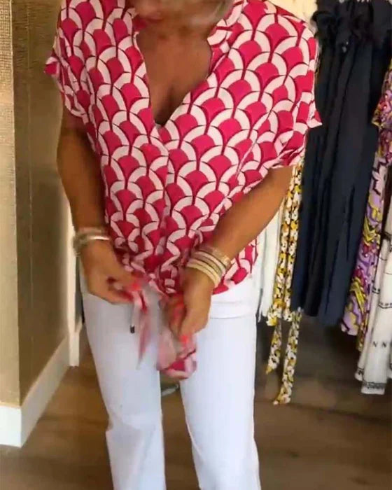 Bella™ - Lässiges Top mit Print und V-Ausschnitt