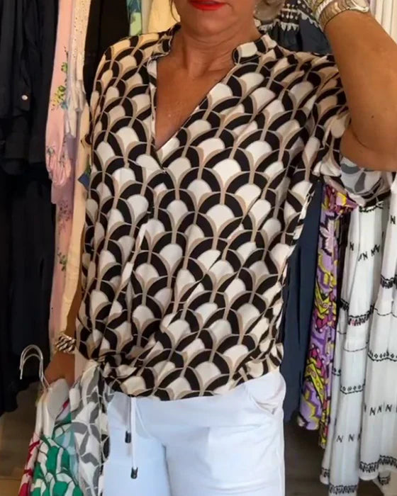 Bella™ - Lässiges Top mit Print und V-Ausschnitt