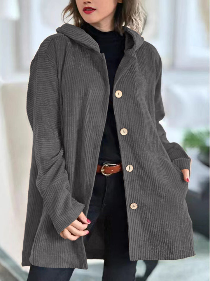 Damen Hoodie-Jacke mit Taschen und Knöpfen