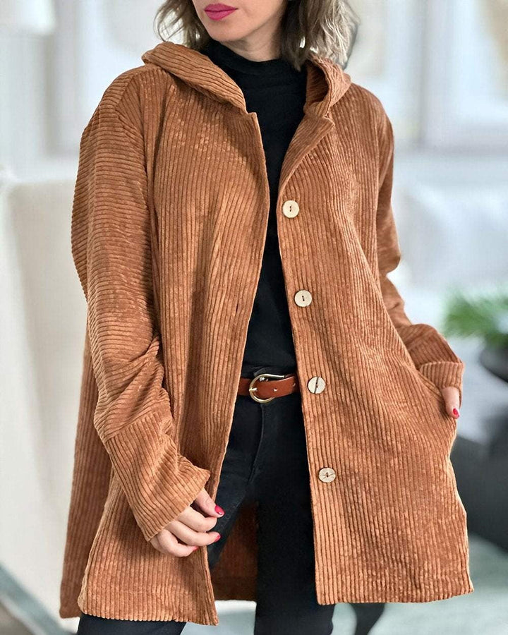 Damen Hoodie-Jacke mit Taschen und Knöpfen
