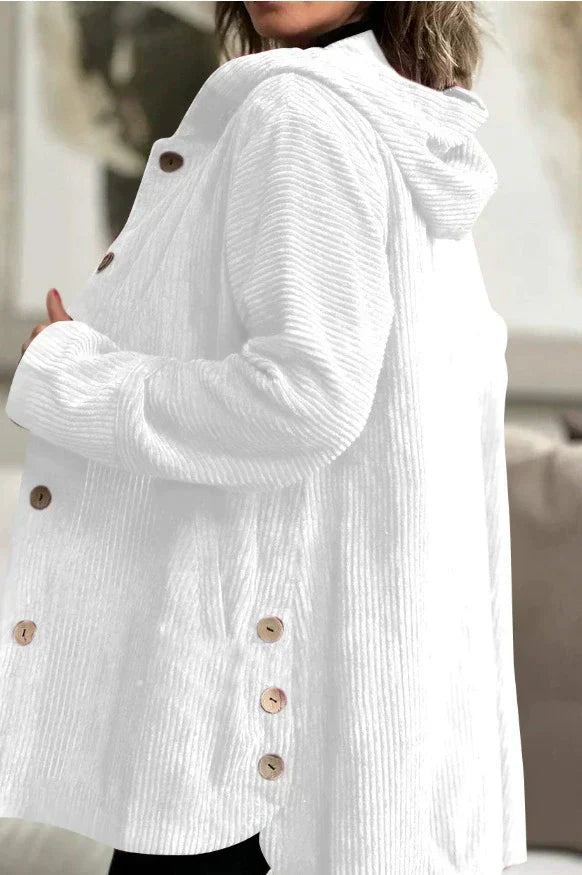 Damen Hoodie-Jacke mit Taschen und Knöpfen