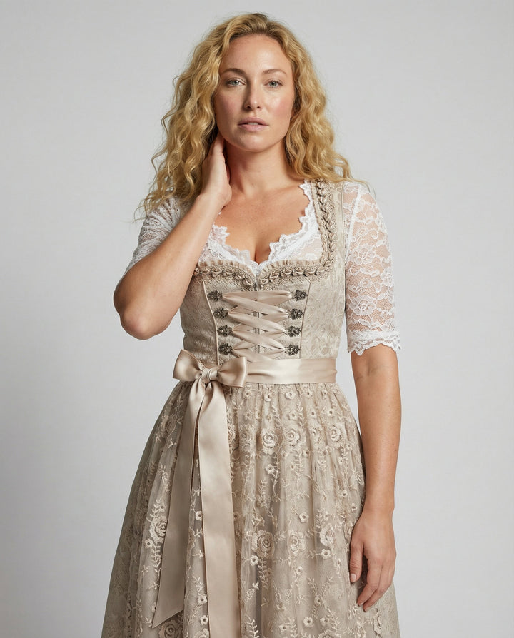 Dirndl Kleid für Frauen mit Schnürung und Taschen
