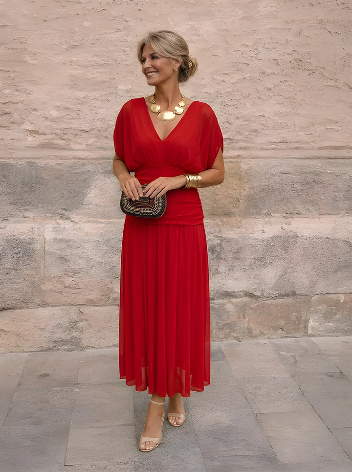 Elegant V-Neck Maxi Dress for Celebrations