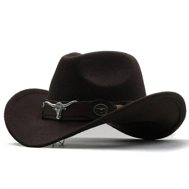 Western-Filzhut mit Stier-Schnallenband