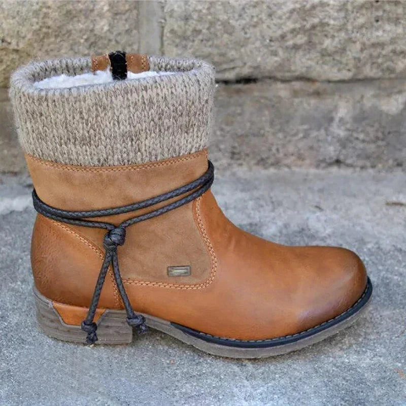 Botines de mujer de punto hasta el tobillo, con cordones y polainas