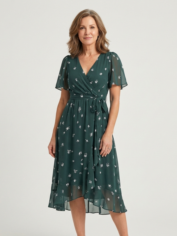 Zafrina | Midi-Kleid mit abstraktem Muster