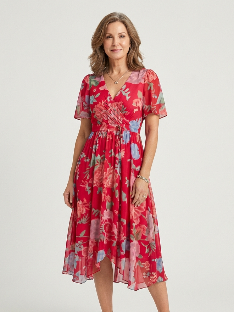 Zafrina | Midi-Kleid mit abstraktem Muster