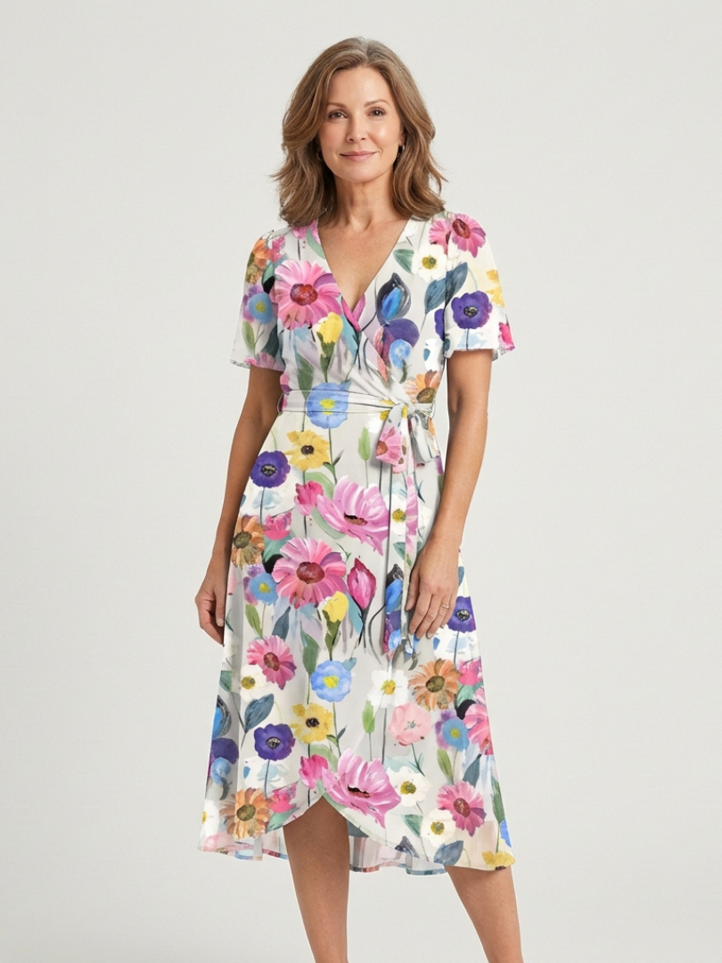 Zafrina | Midi-Kleid mit abstraktem Muster