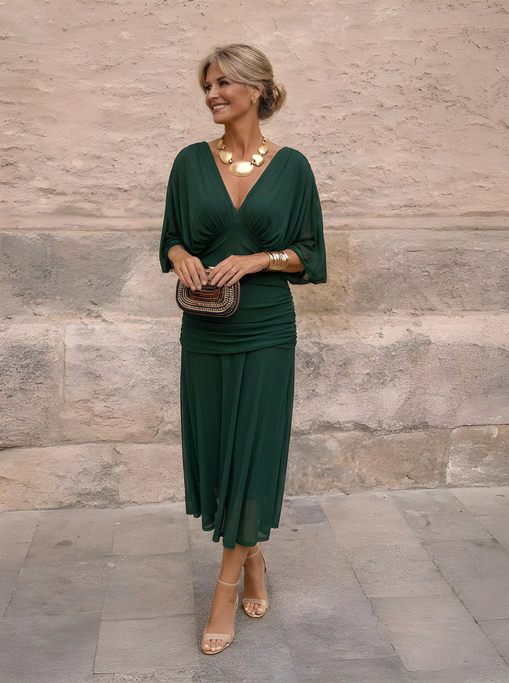 Elegant V-Neck Maxi Dress for Celebrations