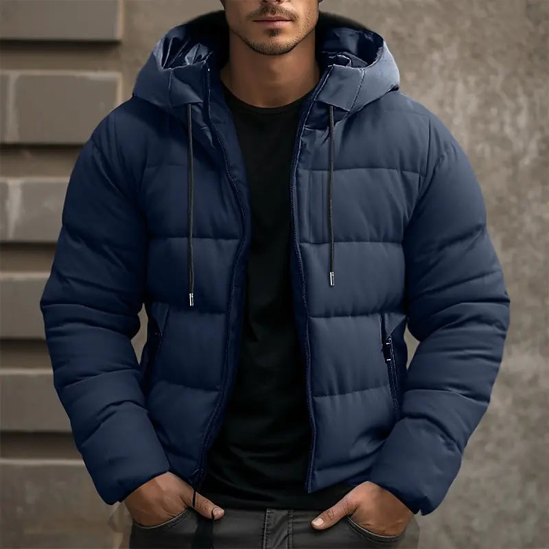 Herren Kapuzen-Winterjacke mit Taschen und Kordelzug