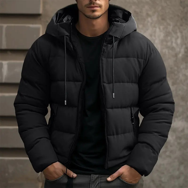 Herren Kapuzen-Winterjacke mit Taschen und Kordelzug