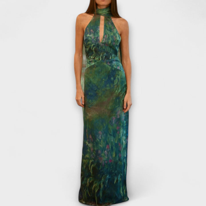 Luna | Damen Blumen Maxi Kleid mit Ausschnitt