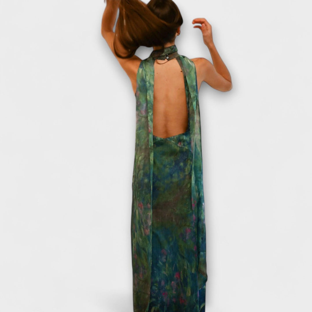 Luna | Damen Blumen Maxi Kleid mit Ausschnitt