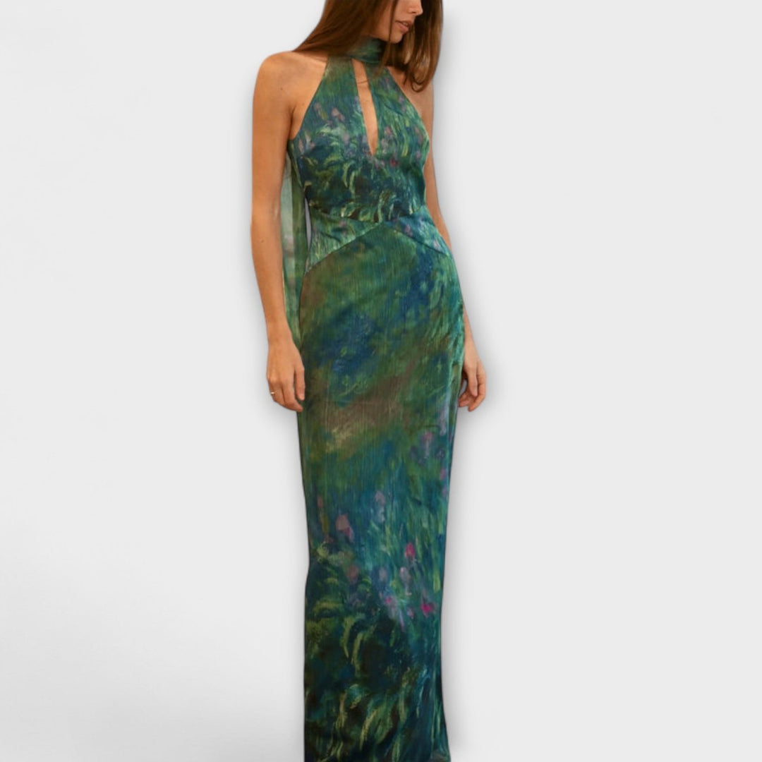 Luna | Damen Blumen Maxi Kleid mit Ausschnitt