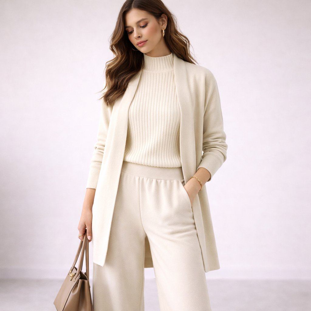 Emma | Damen Drei-Teile Lounge Set mit Cardigan