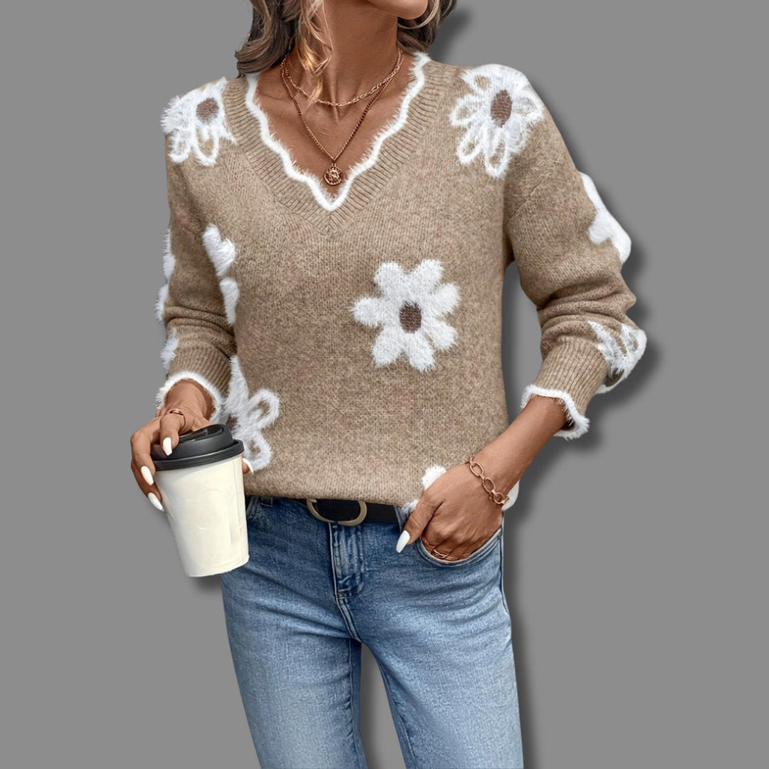 Camila | Maglione da donna a maniche lunghe con scollo a V