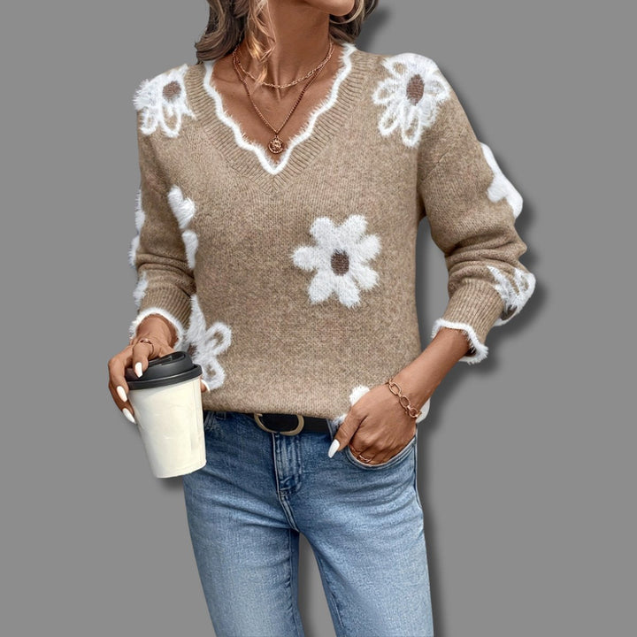 Camila | Maglione da donna a maniche lunghe con scollo a V