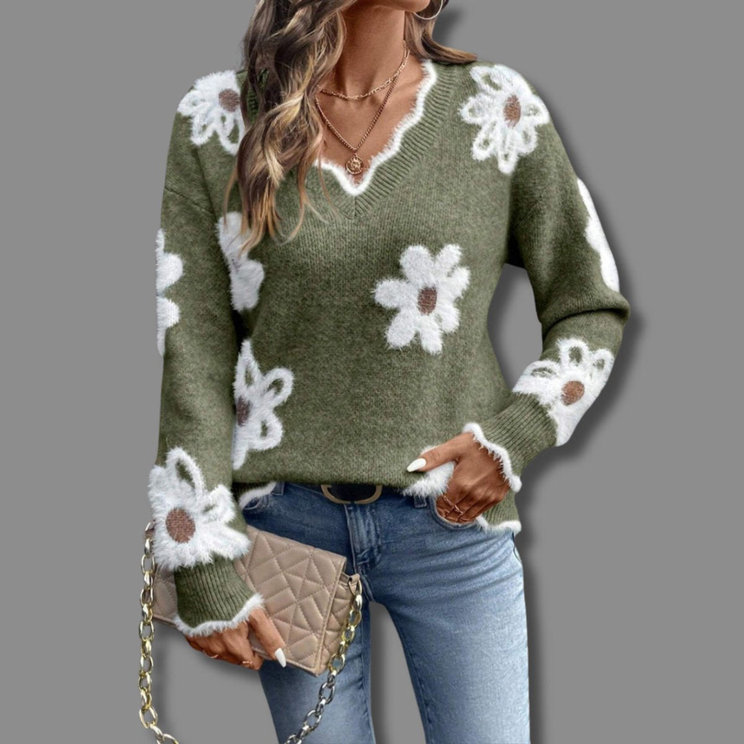 Camila | Maglione da donna a maniche lunghe con scollo a V