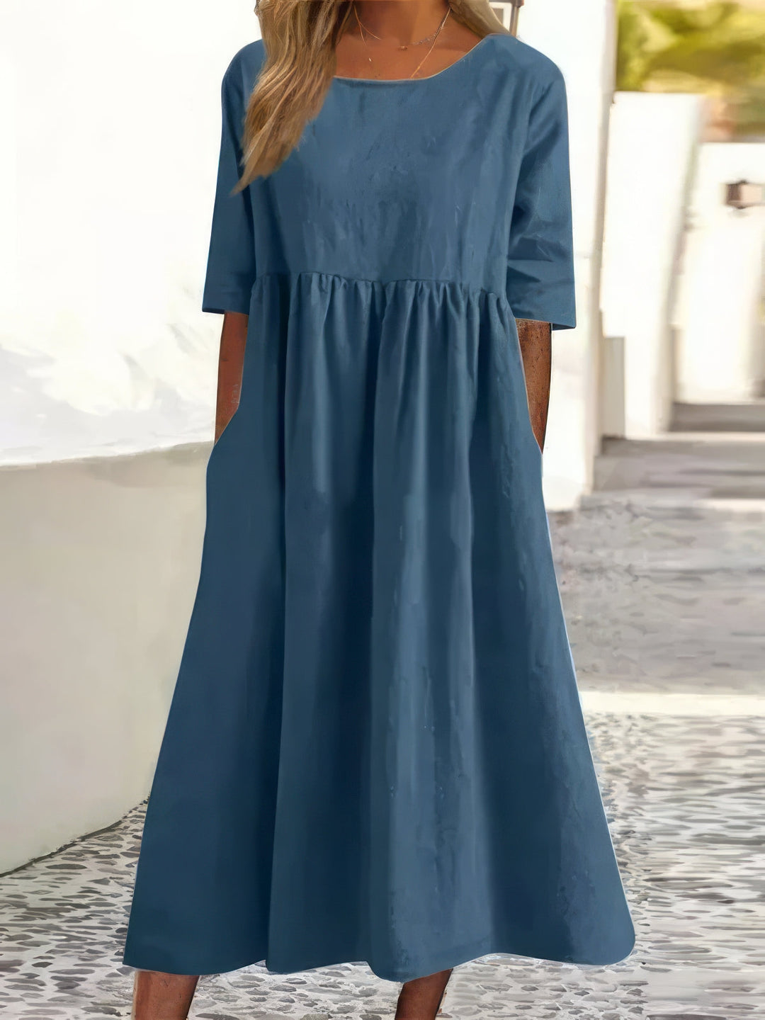 Maikee™ - Baumwollkleid mit Rundhalsausschnitt und Taschen