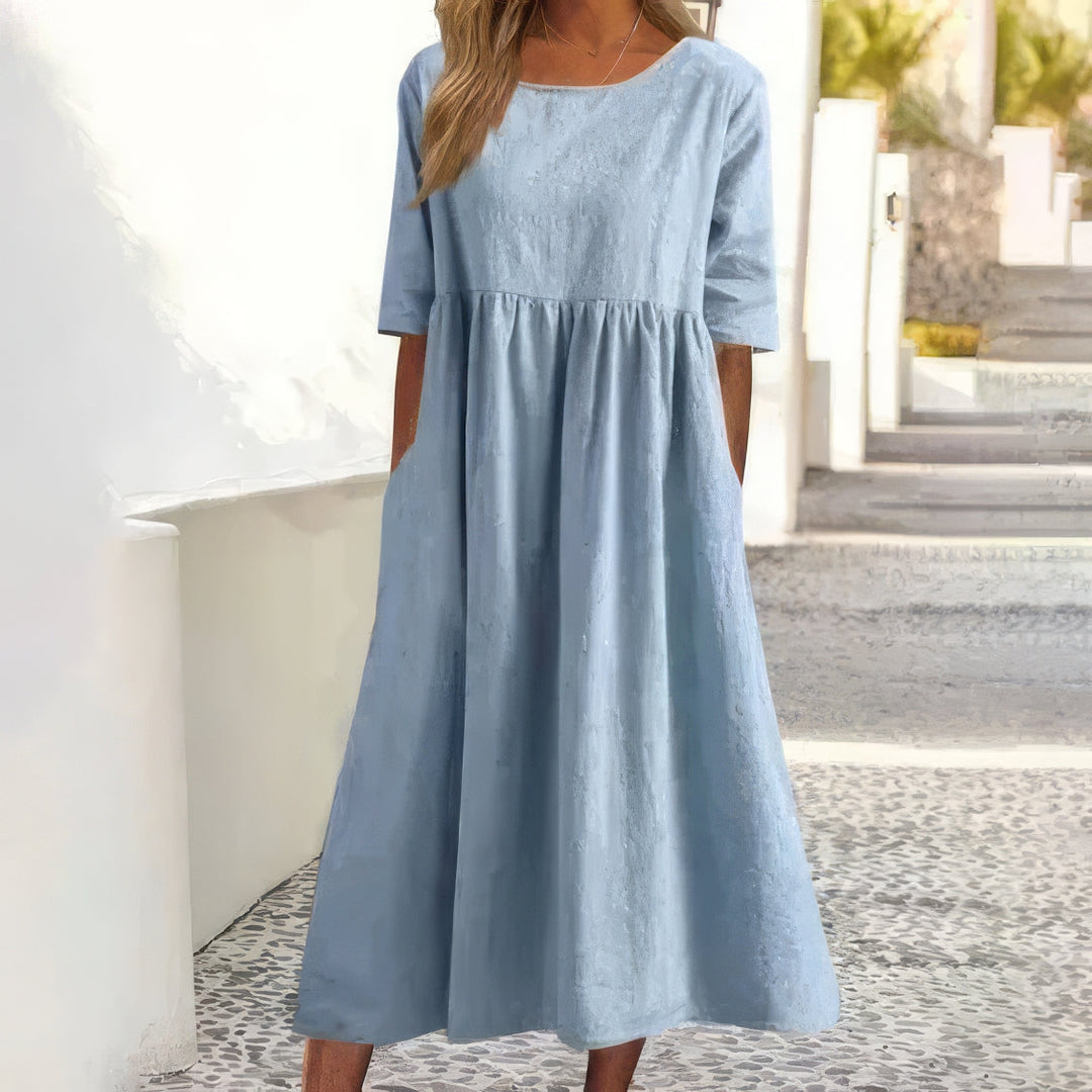 Maikee™ - Baumwollkleid mit Rundhalsausschnitt und Taschen