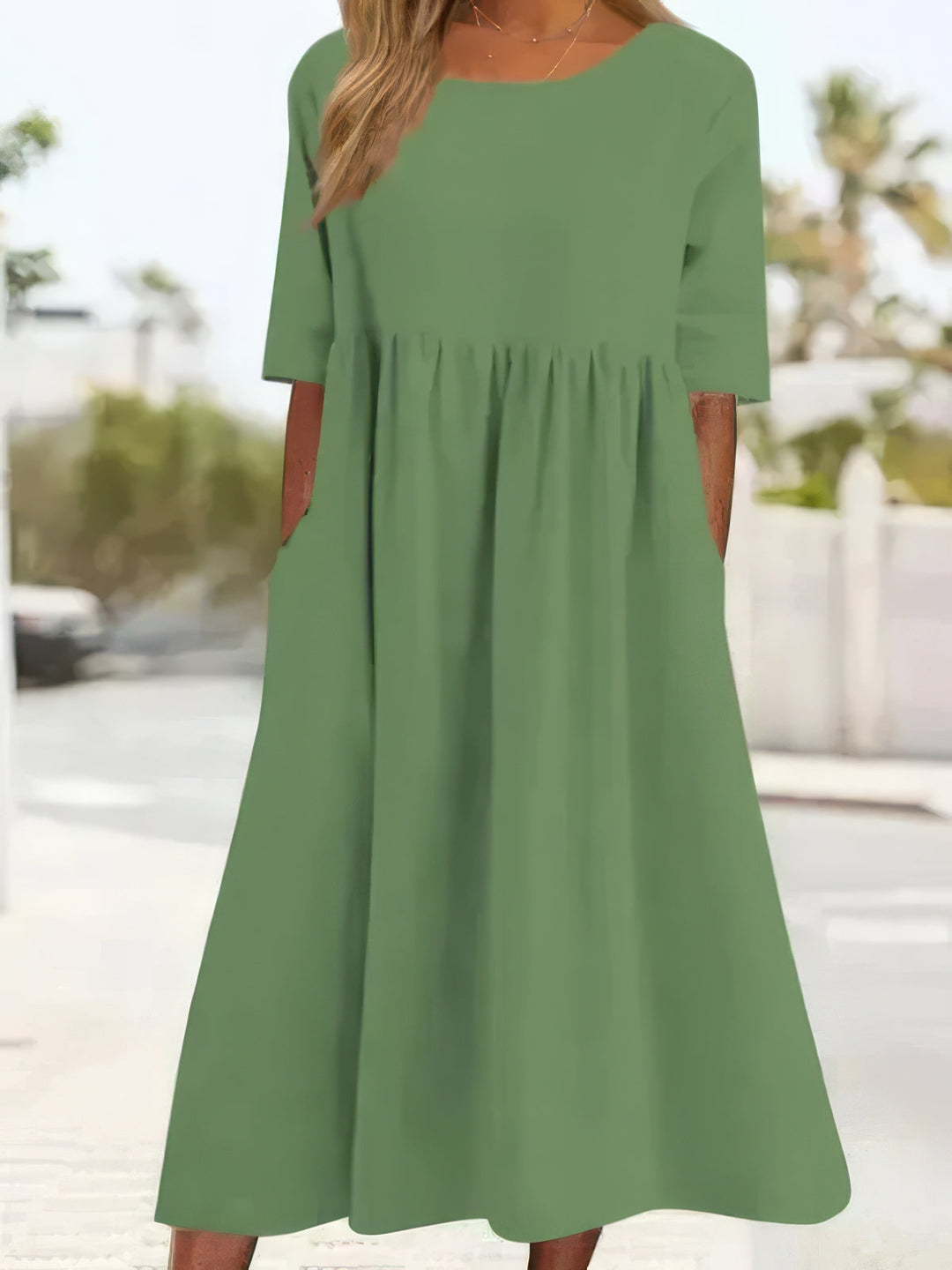Maikee™ - Baumwollkleid mit Rundhalsausschnitt und Taschen