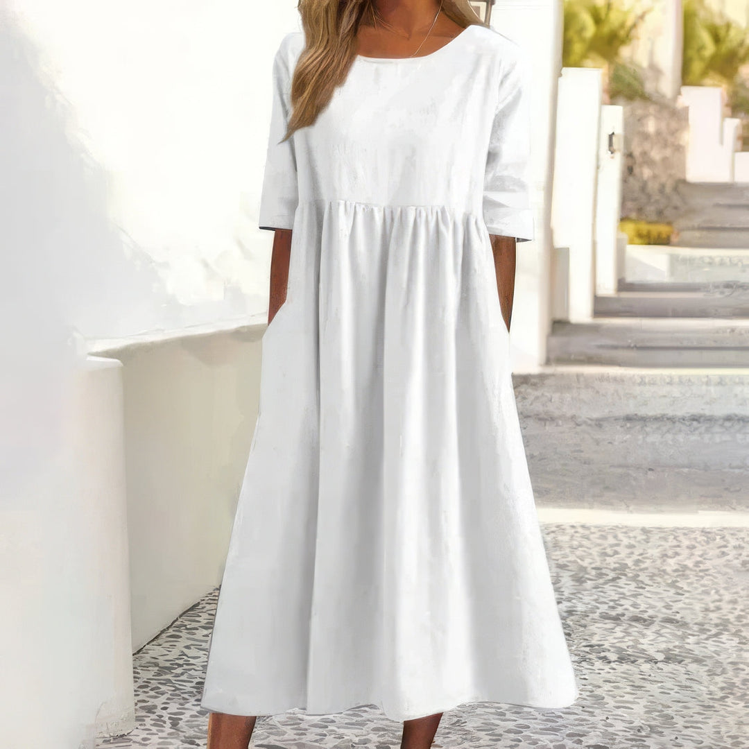 Maikee™ - Baumwollkleid mit Rundhalsausschnitt und Taschen