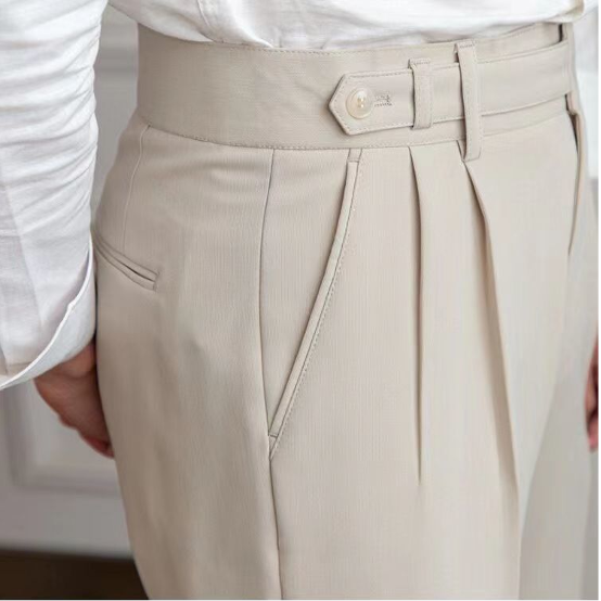 Pantaloni da abito da uomo a taglio dritto con tasche
