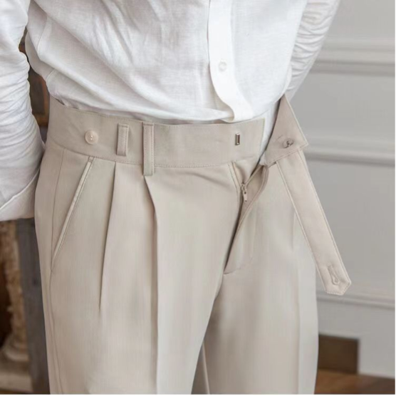 Pantaloni da abito da uomo a taglio dritto con tasche